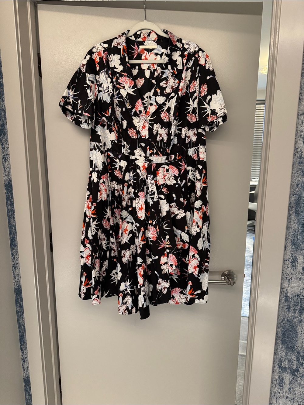 Jason Wu Black Floral Short Sleeve Dress